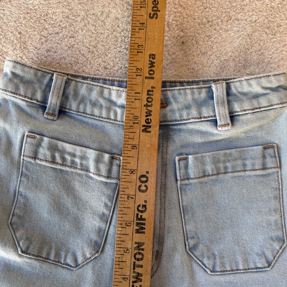Rollas High Rise Wide Leg Jeans Light Wash Raw Hem Size 25 7 Front Patch Pockets - Picture 5 of 10
